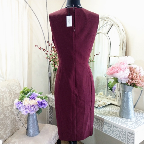 🍒NWT🍒 MILLY BURGUNDY CAREER DRESS - Picture 5 of 7